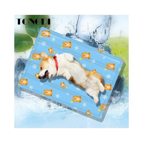 TONGDI Pet Cat Dogs Carpet Mat Soft Cooling Eco-friendly Anti-Odor Summer Pad Rug For Cat Blanket Sofa Breathable Bed Washable