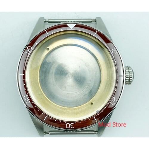 HOT 5ATM Tested WR Autavia Style Blue/Brown White Printing Watch Case Parts Set For ETA2836 MIYOTA8215 Mov't Domed Crystal