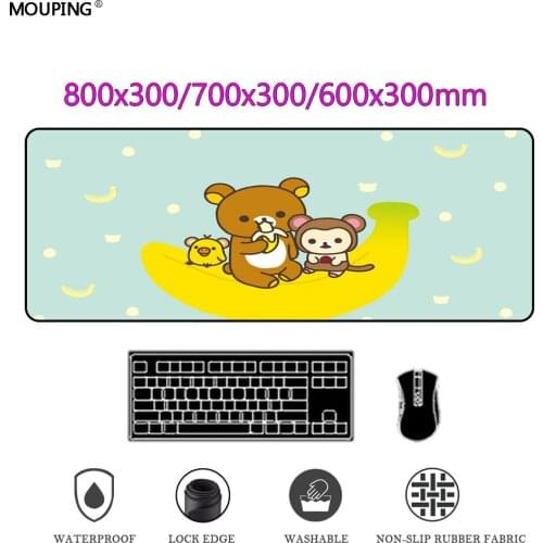 Kawaii Gaming Anime Carpet Cute Keyboard Gaming Mousepad Locking Edge Cartoon Rilakkuma Mouse Pad Laptop Fashion Office Deskmat