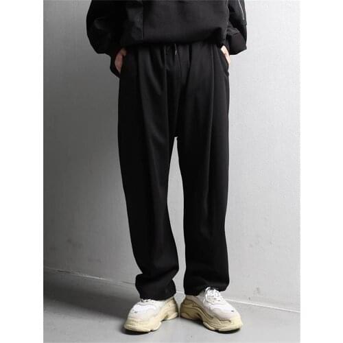 Mens casual pants Spring and autumn new hip hop fashion trend large size casual large size wide leg pants