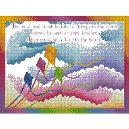 Cross stitch Handmade 14CT Counted Canvas DIY,Cross-stitch kits,Embroidery Kite Philosophy 41-33