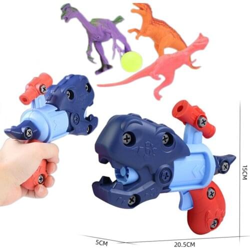 New DIY Blocks Dinosaur Toy Gun Shooting Toy Disassembly Gun Toys For Children Parent-child interactive toys