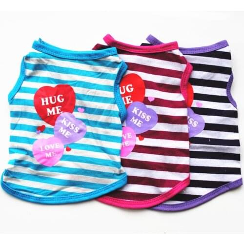 Stripe Dog Vest Pet Clothes For Small Dog Shirt Puppy Dogs Pets Clothing Candy Color Jumpsuit Summer Yorkshire Terrier Tshirt
