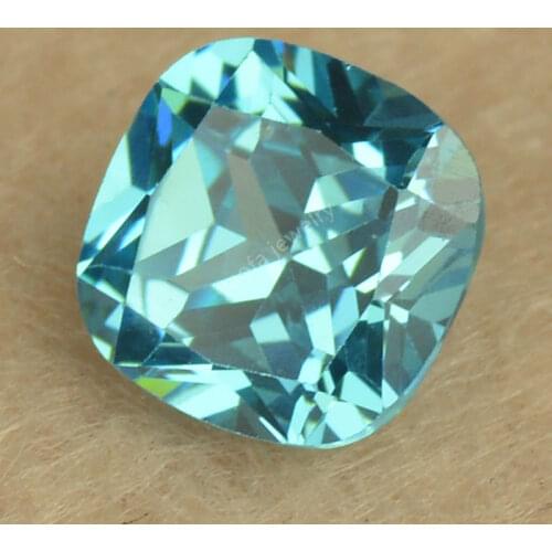 Sale 3*3~12*12mm 5A Light Sea Blue Color Loose CZ Stone Square Cushion Princess Cut Synthetic Cubic Zircon Gems For Jewelry