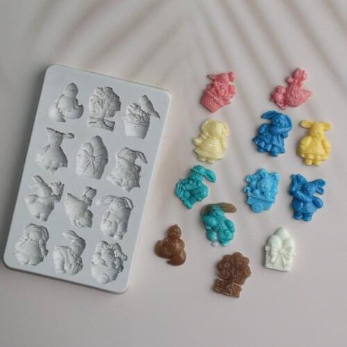 Cartoon Rabbits Silicone Mold Fondant Cake Decorating Mould Sugarcraft Chocolate Baking Tool Kitchenware For Cake Gumpaste Form