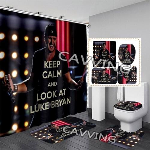 CAVVING 3D Print Luke Bryan Shower Curtain Waterproof Bathroom Curtain Anti-slip Bath Mat Set Toilet Rugs Carpet Home Decor K03