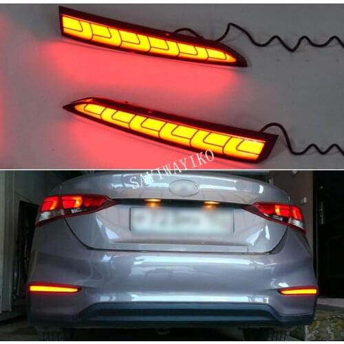 Yellow Turn Signal Function 12V Car DRL LED Daytime Running Light Fog Lamp For Hyundai Accent Solaris 2017 2018 2019