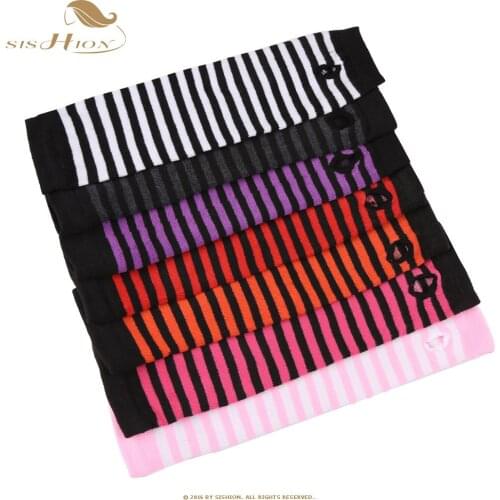 SISHION Sleeve Wrist Arm Warmers SP0527 Women Ladies Warm Long Sleeves Knitted Fingerless Gloves Striped Elbow Mittens