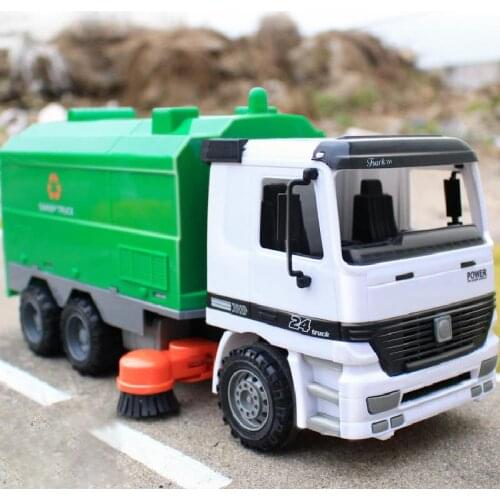 1:13 Scale Garbage Truck Car Model Simulation Inertial Sweeping Sanitation Engineering Vehicle With Lighting Music Children Toy