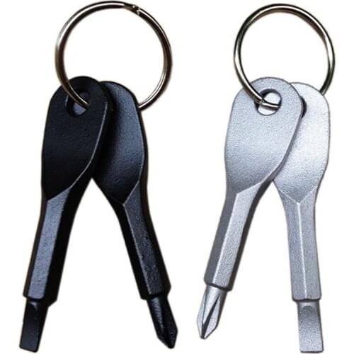 1Set Stainless Steel Mini EDC Multifunction Screwdriver Key Shape Slotted Screwdrivers Keychain Pocket Repair Tool