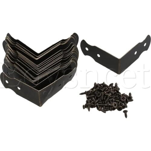 20pcs 1.57x0.7" Vintage Bronze Case Box Corner Guards Protectors Edge Cover