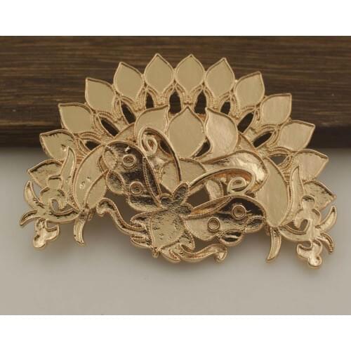 10pcs Butterfly on Flower Connectors Charms Oriental Pendant Quality Brass Metal DIY Bride Wedding Hair Jewelry Accessories