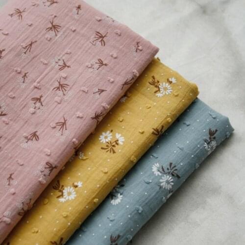 140x50cm Fresh and Thin Little Floral Jacquard Dots Summer Cotton Sewing Fabric, Making Childrens Clothing Dress Cloth