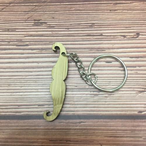 20pcs Moustache shape bamboo material keychain ring keychain custom wood keychin