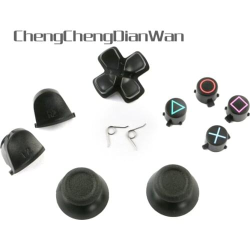 30sets/lot Black 3D joystick analog cap L2 R2 L1 R1 with Spring D pad Buttons set for PS4 controller