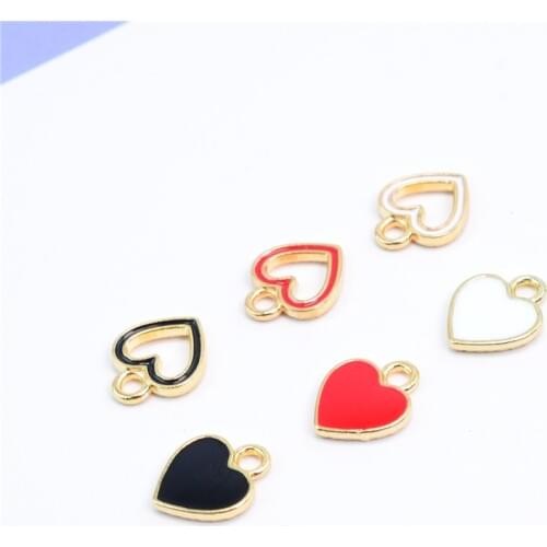 30pcs/lot Zinc Alloy Charms Enamel Mini Sweet Heart Hollow Heart Charms For DIY Necklaces Bracelets Jewelry Making Accessories