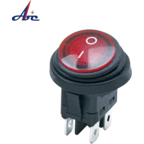 4Pins IP65 ON-OFF Round Rocker Switch 6A/125V 10A/250VAC KCD2-7201N-4 2 Way Position Light Lamp Red Rocker Boat Switch