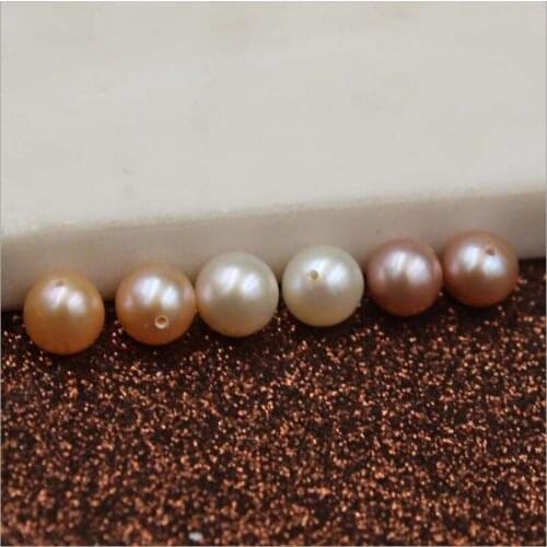 7.5-8MM 2Pcs Round 100% AAAAA Natural Freshwater Pearl Bead Earring Beads ( Half Hole )
