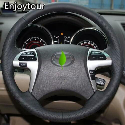 Styling Leather Hand Sewing Car Steering Wheel Cover 38cm Accessories for Toyota Camry Xv40 2006-2011 Highlander 2007-2013