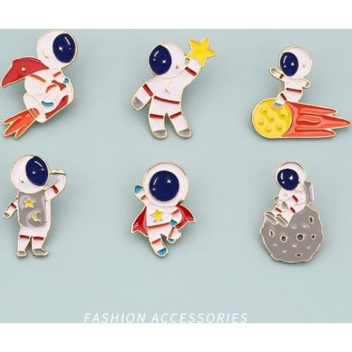 Astronaut Small Brooch Unisex Cute Japanese Astronaut Planet Star Badge INS Tide Schoolbag Bag Decorative Pin Buckle For Friends