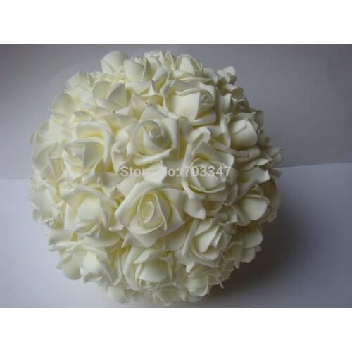 Free EMS Shipping) 12pcs 8'' 20cm Party Wedding Decoration EVA Styrofoam Rose Flower Balls Kissing Balls in Many colors