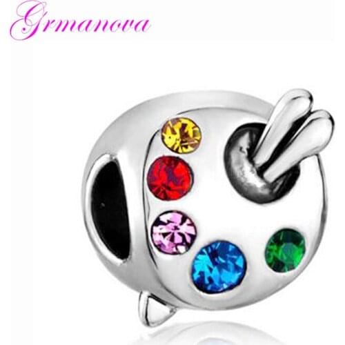 Painter Crystal Palette European Charm Beads Manual DIY Jewelry Accessories Amulet Fit Pandora Bracelet Necklace