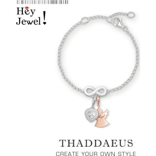 Heart & Guardian Angel Charm Bracelets Link Chain 925 Sterling Silver New Romantic Fashion Lucky Jewelry Europe Style Women Gift