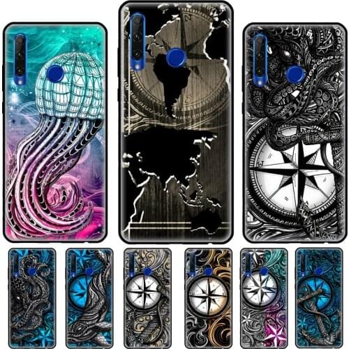 Sailing compass nautical Sea turtle For Huawei Honor 8X 9X 7X 7C 6A 8A 7S 8S 8 9 10 10X Lite 10i 7A 20 6C 4C Pro Case Cover