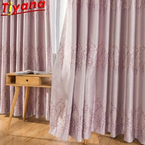Double-Sided Leaves/Trees Jacquard Curtains for Living Room Purple/Green 75%-95% Blackout Curtains Cloth for Bedroom *NT