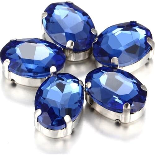 Blue Rhinestones With Copper Claw Pointback Glass Strass Sew On Rhinestones Hollow Out Copper DIY Accessories