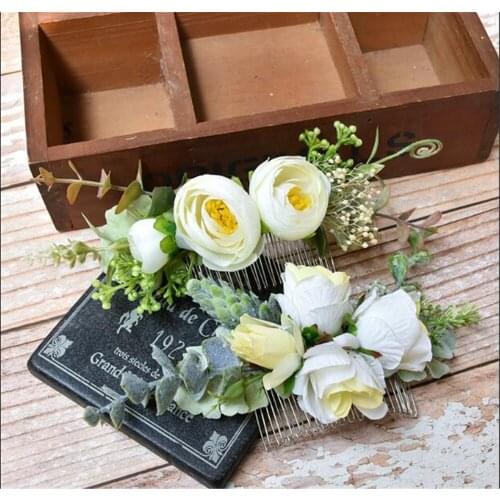 Rose Hair Comb Handmade Wedding Bride Hair Comb Flower Headdress Beach Wedding Hair Accessories for Women B1026