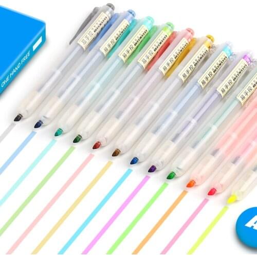 China Stationery 6 Colors/boxEasy-to-hand Control Push-type Fluorescent Light Highlighter Pen for StudentsFluorescent Markers