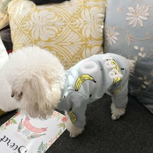 Cute Korean Style Dog Jumpsuit Chihuahua Yorkie Pajamas Banana Printed Puppy Clothes Pets Fashionable Cotton Outfit Soft Clothes
