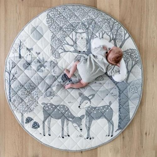 INS New Creative Checkered Forest Small Animal Sika Deer Game Carpet Child Play Mat Baby Crawling Mat