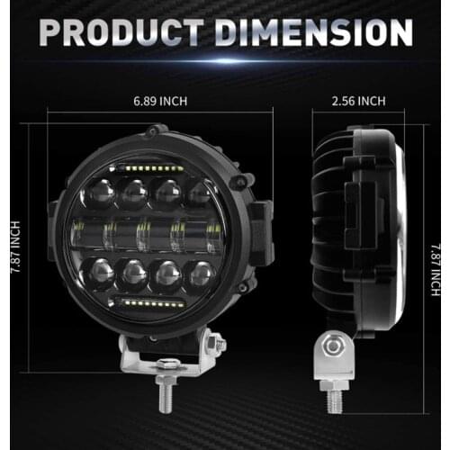 Round LED Work Light, 60W Flood Spot Combo Beam LED Light Daytime Running Light Off Road Driving Lights for Truck SUV