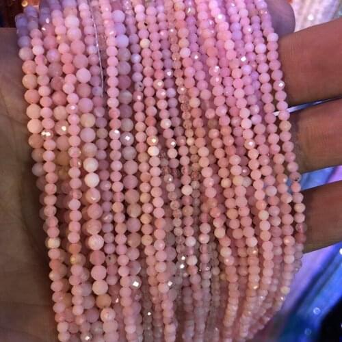 5 strings Lot Faceted Tiny Gem Beads 100% Natural Pink Opal Beads 2mm 3mm Round,Faceted Spacer Tiny Beads,15.5"Full Strand