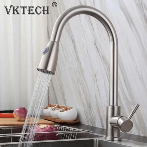 Stainless Steel Kitchen Faucets Single Handle Pull Out Water Tap Single Hole Handle Swivel 360 Degree Water Mixer Tap