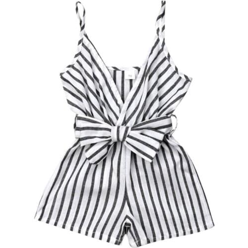 Baby Summer Clothing 0-24M Infant Baby Girl Striped Romper Clothes Sleeveless V-Neck Strap Jumpsuit Casual Outfit Playsuit