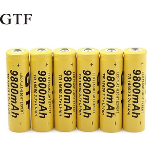 18650 3.7V 9800mah Rechargeable Li-ion Battery for LED Torch Flashlight Mini Fan Electronic Devices 18650 batteria Button Top