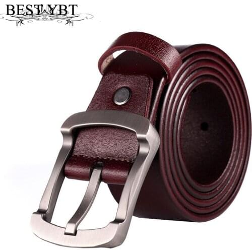 Best YBT High Quality Genuine Cow Leather Luxury Strap Male Belts For New Fashion Classice Vintage Pin Buckle Men Cowboy Belt