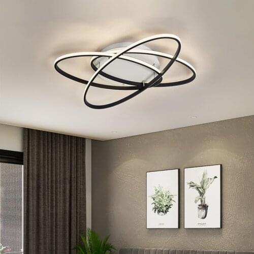 Minimalism Modern Led Ceiling Chandeliers For Living Room Bedroom Study Room Creative Modern Chandelier 90-260V Black Finished