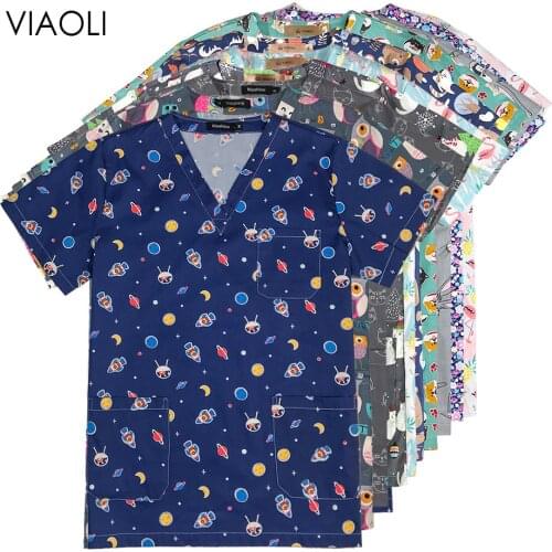 Viaoli medical surgical uniforms pharmacy hospital nurse scrubs tops breathable beauty salon dentistry pet doctor uniforms women