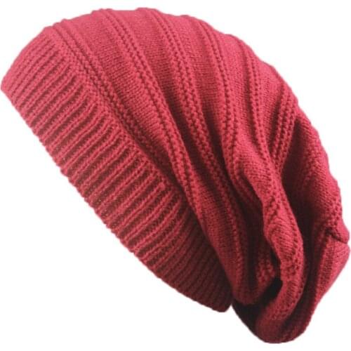 Fashion Women Hat Striped Warm Winter Hats For Women Caps Soild Skullies Beaines Bonnet Female Male Mask Baggy Warm Knitted Hat