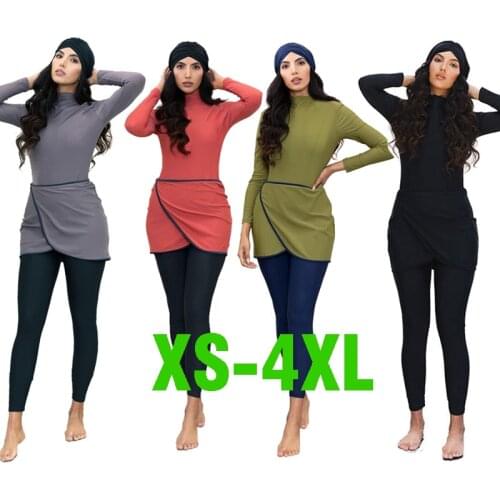 Burkini Muslim Swimsuit Summer Conservative Long Sleeves Muslim Swimsuit Full Coverage Swim Set Islamic Hijab Ladies Beachwear