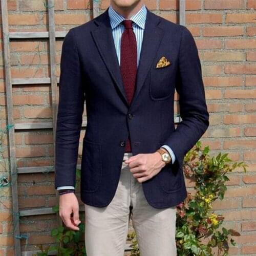ANNIEBRITNEY Navy Men Slim Fit Business Suit With Pants Custom Groom Wedding Tuxedo Prom Wedding Business Slim Fit Suit Set
