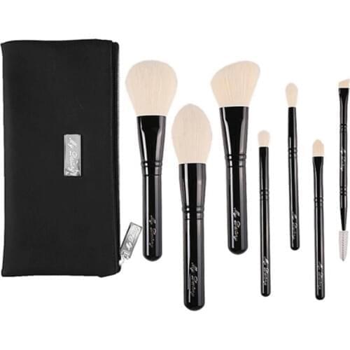 Black 7Pcs Makeup Brushes Set with Bag Professional Make up Brush Kit pincel maquiagem Big Powder Higlight Eye Blending Brush