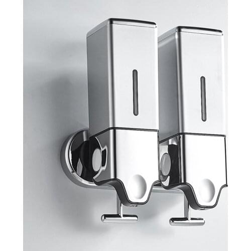 1000ml Wall Mount Double Soap Dispenser Refillable Shampoo Shower Gel Container Dispenser Pump Bottle Bathroom Soap Dispenser