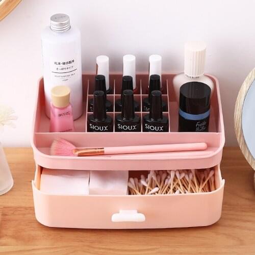 Desktop Cosmetic Storage Box Drawer Makeup Organizer Dressing Table Skin Care Rack House Container Mobile Phone Sundries Case
