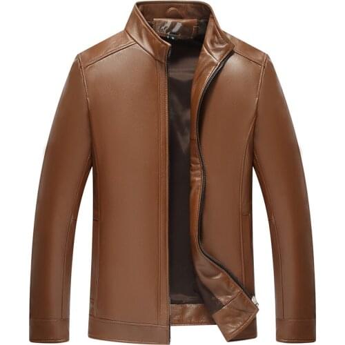 Genuine Leather Jacket Men Real Sheepskin Leather Coats Spring Autumn Motocycle Plus Size Bomber Homme L-C-2 MF607