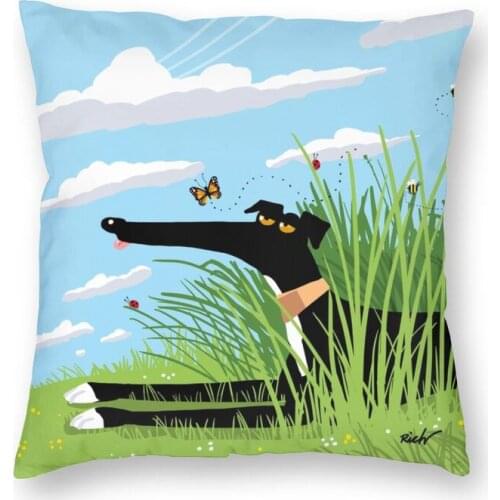 Greyhound Whippet Dog Cushion Cover 40x40cm Decoration Print Cartoon Sighthound Pattern Throw Pillow for Car Two Side
